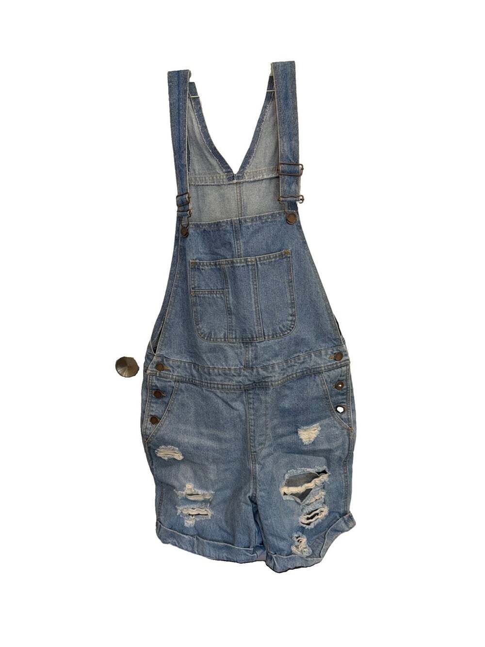 Denim Overalls Distressed Jean Shortalls Romper M Whimsigoth Forest Fairy